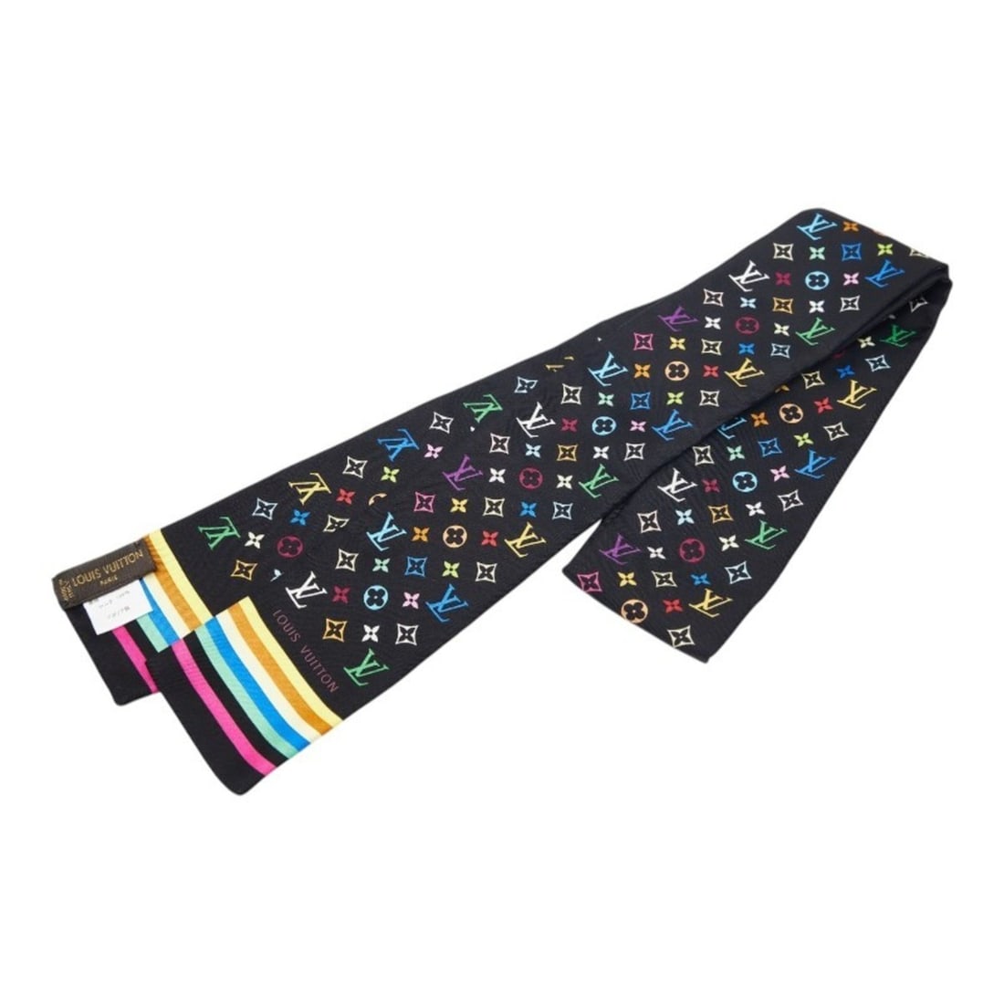 Louis Vuitton Monogram Multicolor Scarf Muffler Bandeau M71992 Black Silk Women's LOUIS VUITTON (1 of 11)