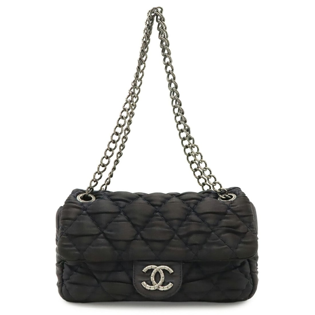 CHANEL Wild Stitch Matelassé Coco Mark Chain Shoulder Bag, Satin, Dark Navy: --- Catalog ---Category: SizeSize (HxWxD): 15.5cm x 24.5cm x 6cm / 6.1'' x 9.64'' x 2.36''Category: DesignType: Shoulder bagColor: Dark navyGender: WomenMaterial: Satin Category: GeneralBrand: Chanel-