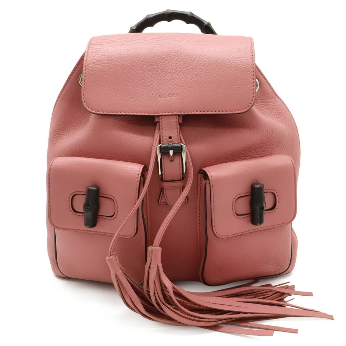 GUCCI Bamboo Backpack, Rucksack, Shoulder Bag, Tassel, Leather, Pink, 370833 (1 of 11)