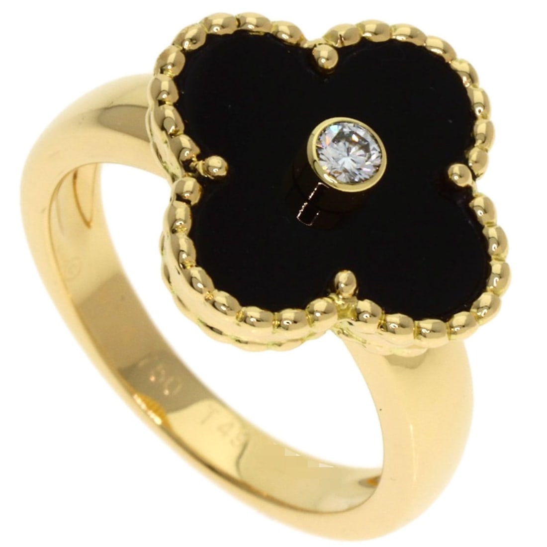 Van Cleef & Arpels Vintage Alhambra Onyx 1P Diamond #49 Necklace 18K Yellow Gold Women's: --- Catalog ---Category: SizeJP Size: 9US Size: 5Category: DesignColor: YellowGender: WomenMaterial: Yellow gold (18K)Category: GeneralBrand: Van Cleef & Arpels--- Item List ---Section: ConditionRanki