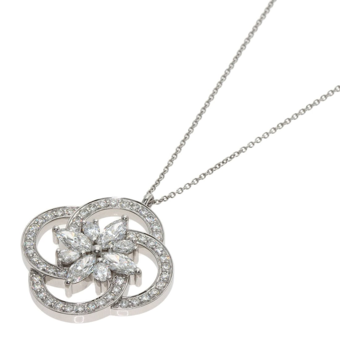 Tiffany Victoria Cluster Diamond Necklace, Platinum PT950, Women's, TIFFANY&Co. (1 of 18)