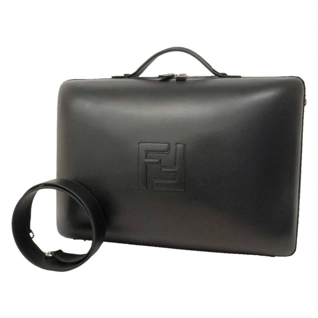 Fendi handbag, leather, black, 2-way bag for men: --- Catalog ---Category: SizeSize (HxWxD): 34cm x 48cm x 25cm / 13.38'' x 18.89'' x 9.84''Category: DesignType: HandbagColor: BlackGender: MenMaterial: Leather Hardware Color: SilverCategory: GeneralB