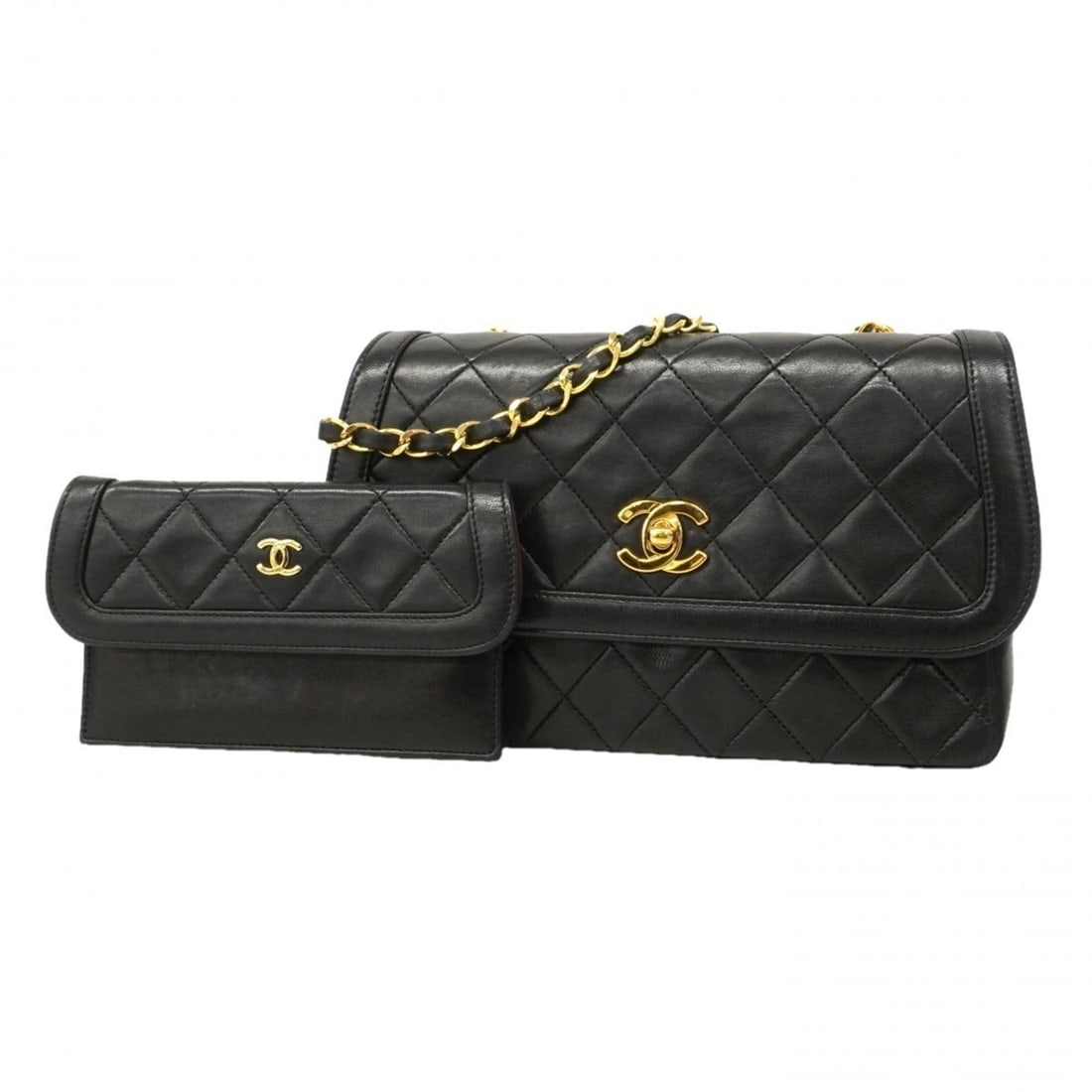 Chanel Matelassé Chain Shoulder Bag, Lambskin, Black, Women's (1 of 14)