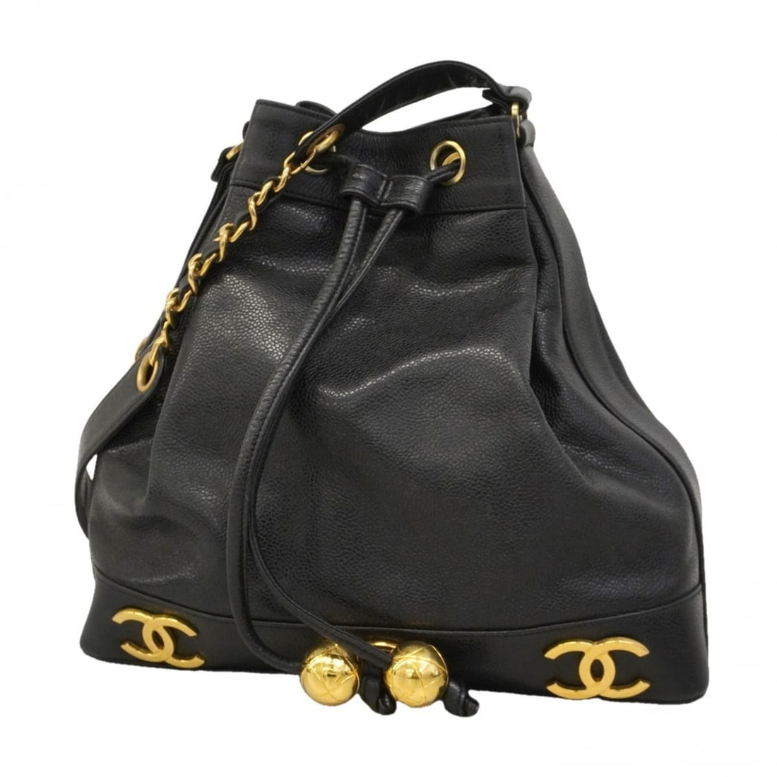 Chanel Triple Coco Chain Shoulder Bag, Caviar Leather, Black, Women's: --- Catalog ---Category: SizeSize (HxWxD): 30cm x 30cm x 10cm / 11.81'' x 11.81'' x 3.93''Category: DesignType: Shoulder bagColor: BlackGender: WomenMaterial: Grained Calfskin Hardware Color: GoldCate