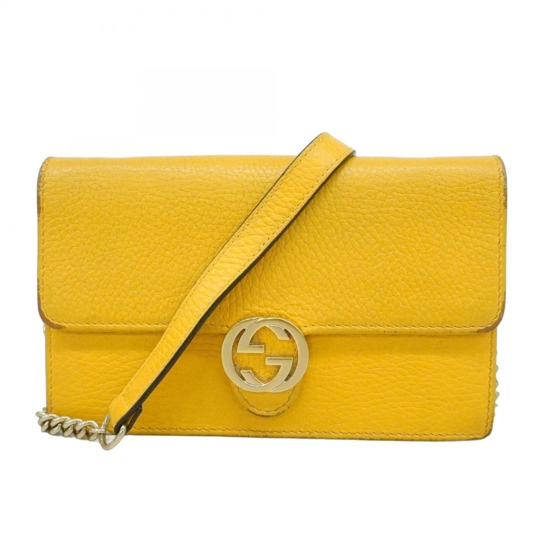 Gucci Interlocking G Leather Shoulder Wallet 615523 (Yellow) - Women's: --- Catalog ---Category: SizeSize (HxWxD): 12.5cm x 19cm x 3.5cm / 4.92'' x 7.48'' x 1.37''Category: DesignType: Chain/Shoulder walletColor: YellowGender: WomenMaterial: Leather Category: GeneralMPN: