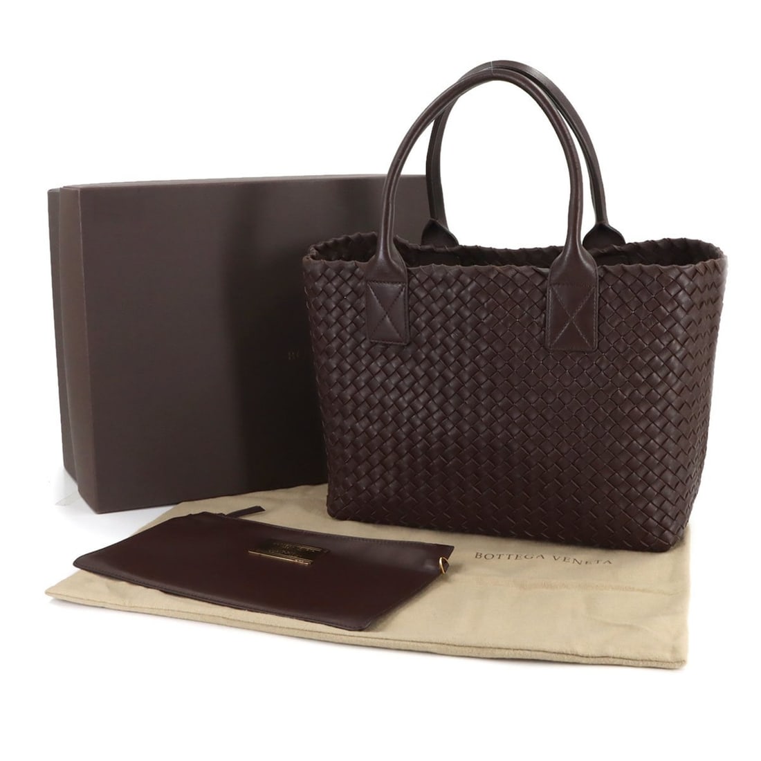 Bottega Veneta Intrecciato Cabat PM Tote Handbag, Leather, Brown, 141498 (1 of 9)