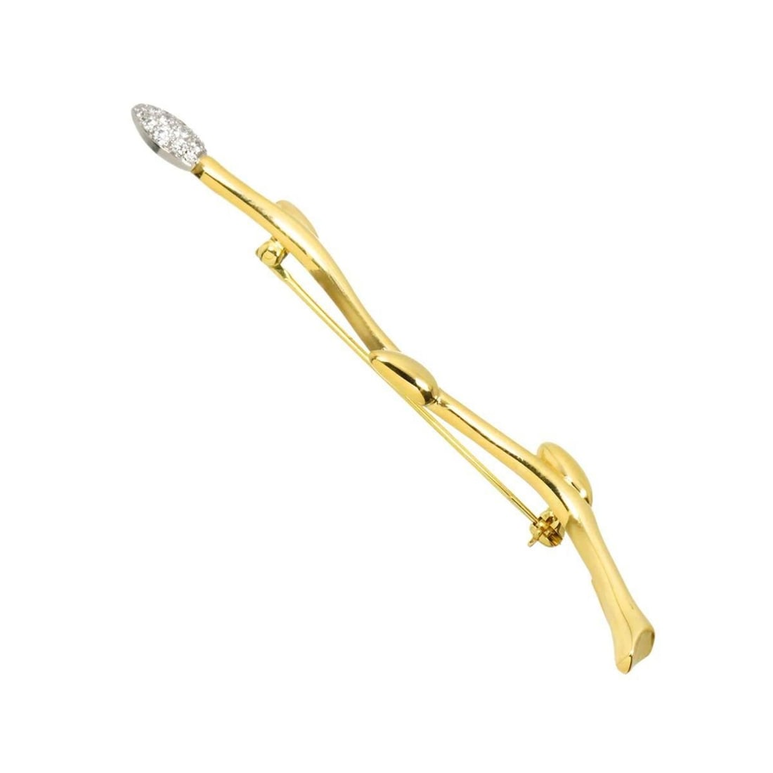 Tiffany & Co. Leaf Motif Diamond Brooch 18K YG Yellow Gold 750 Platinum: --- Catalog ---Category: SizeSize (HxWxD): 7.20mm x 7.6cm / 0.28'' x 2.99''Category: DesignType: BroochGender: WomenMaterial: Platinum 950, Yellow gold (18K)Category: GeneralBrand: Tiffany--- Item Lis