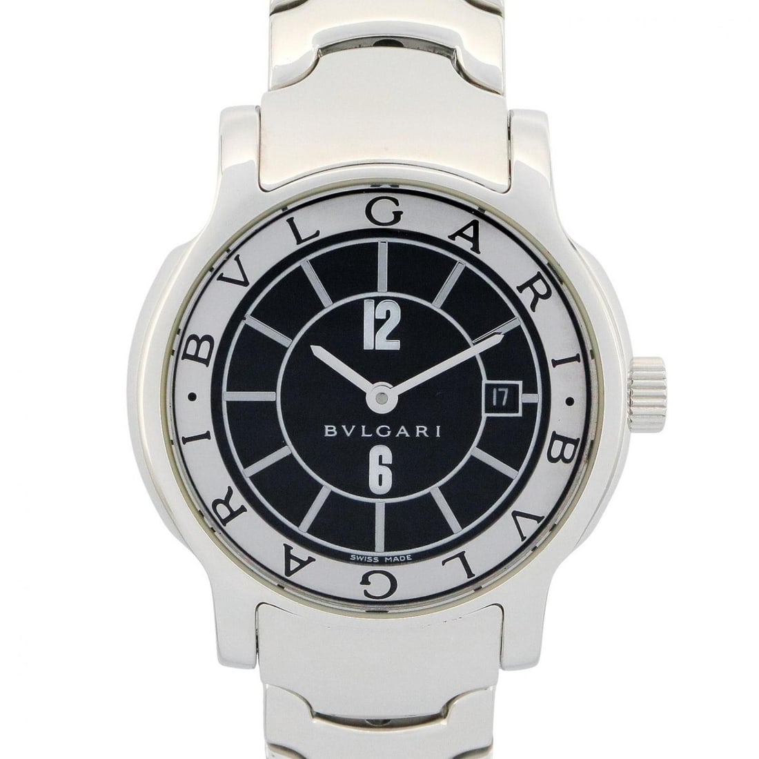 Bulgari BVLGARI Solo Tempo Watch, Stainless Steel, Women's, Black, ST29S: --- Catalog ---Category: SizeWrist Size: 15cm / 5.9''Case Diameter: 29mm / 1.14''Category: DesignType: WristwatchGender: WomenColor (Dial): BlackMaterial (Band): Stainless steelMaterial (Case): Stainl
