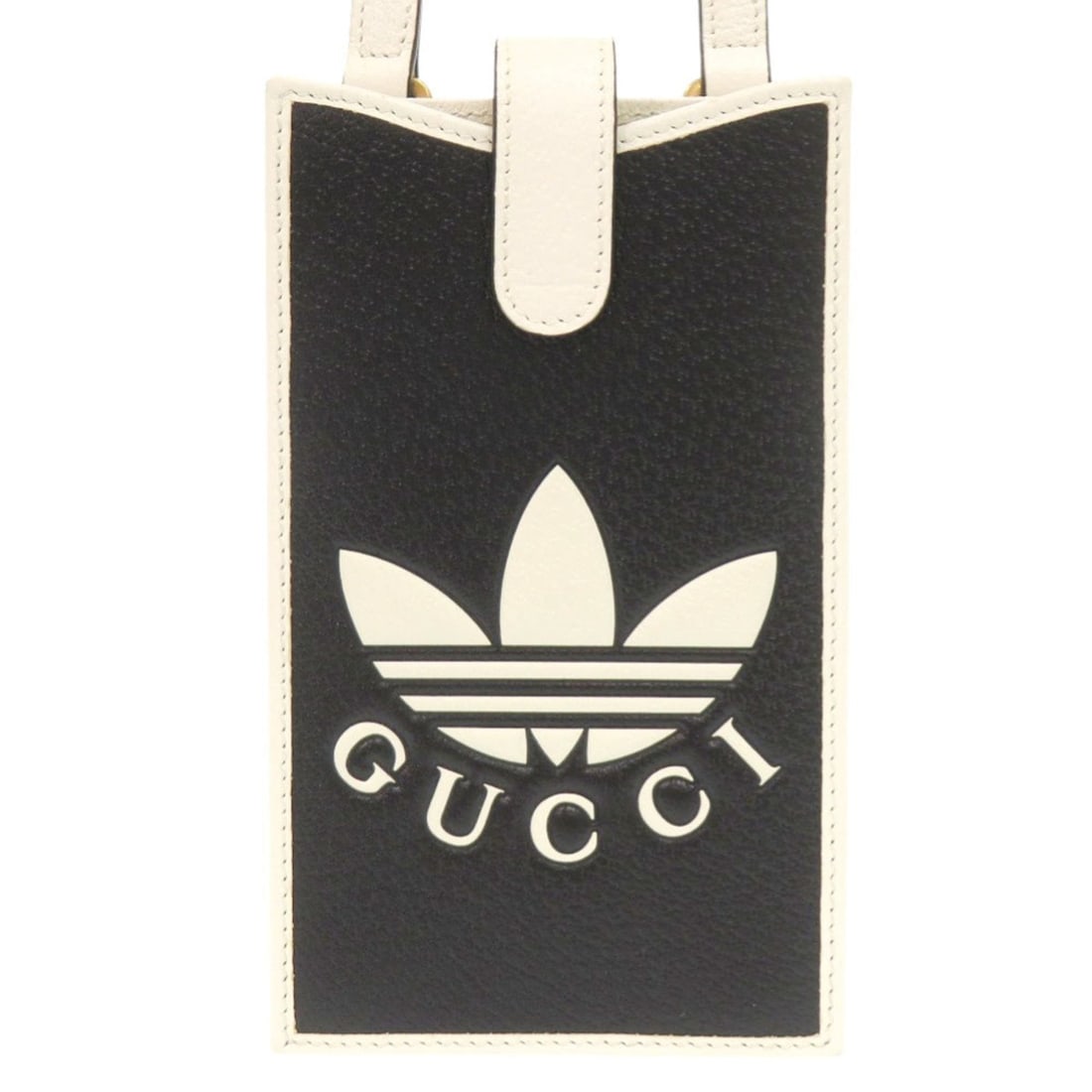 Like New Gucci x Adidas Shoulder Pouch Phone Case Bag 702203 Gold Hardware Leather Black White (1 of 9)