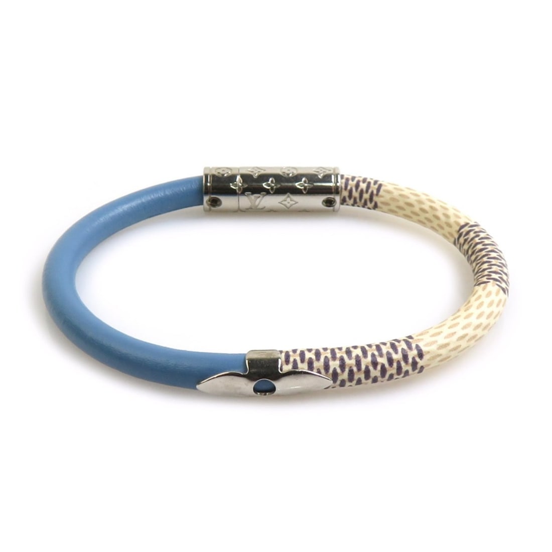 Louis Vuitton LOUIS VUITTON Bracelet Braslet Daily Confidential Damier Azur Canvas Leather Ivory x (1 of 9)