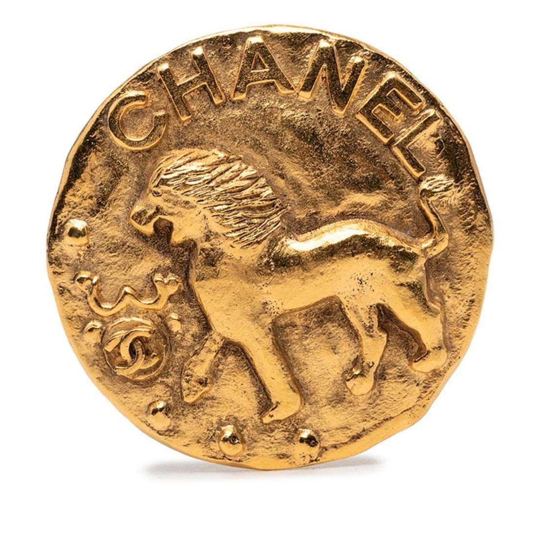 Chanel Lion Coco Mark Logo Vintage Brooch Gold Plated Women's CHANEL: --- Catalog ---Category: SizeSize (HxWxD): 4.98cm x 4.98cm / 1.96'' x 1.96''Category: DesignType: BroochColor: GoldGender: WomenMaterial: Gold platingCategory: GeneralBrand: Chanel--- Item List ---Sec