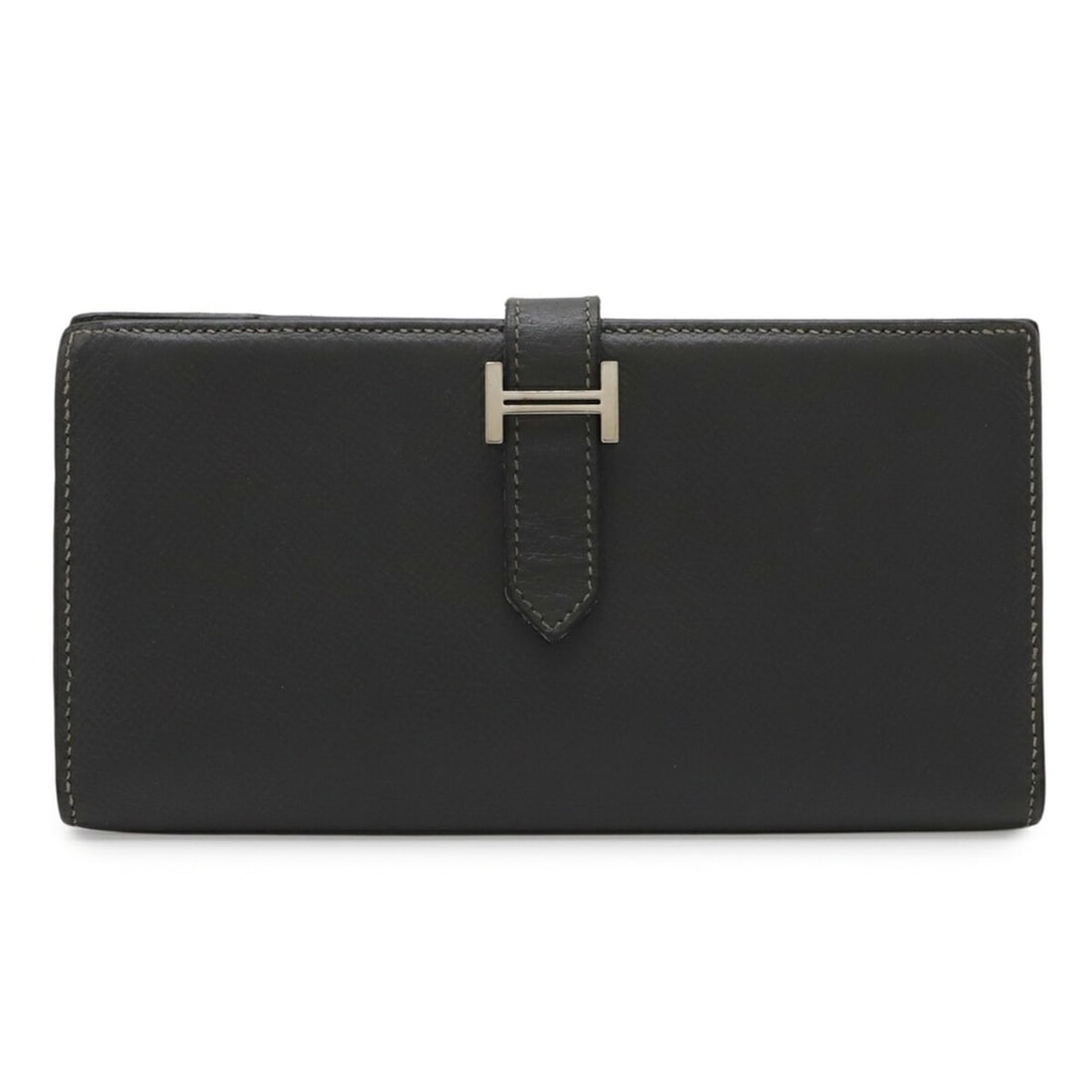 HERMES Bearn Soufflé Bi-fold Long Wallet, Veau Epsom Leather, Gray, ?L Stamp (1 of 14)