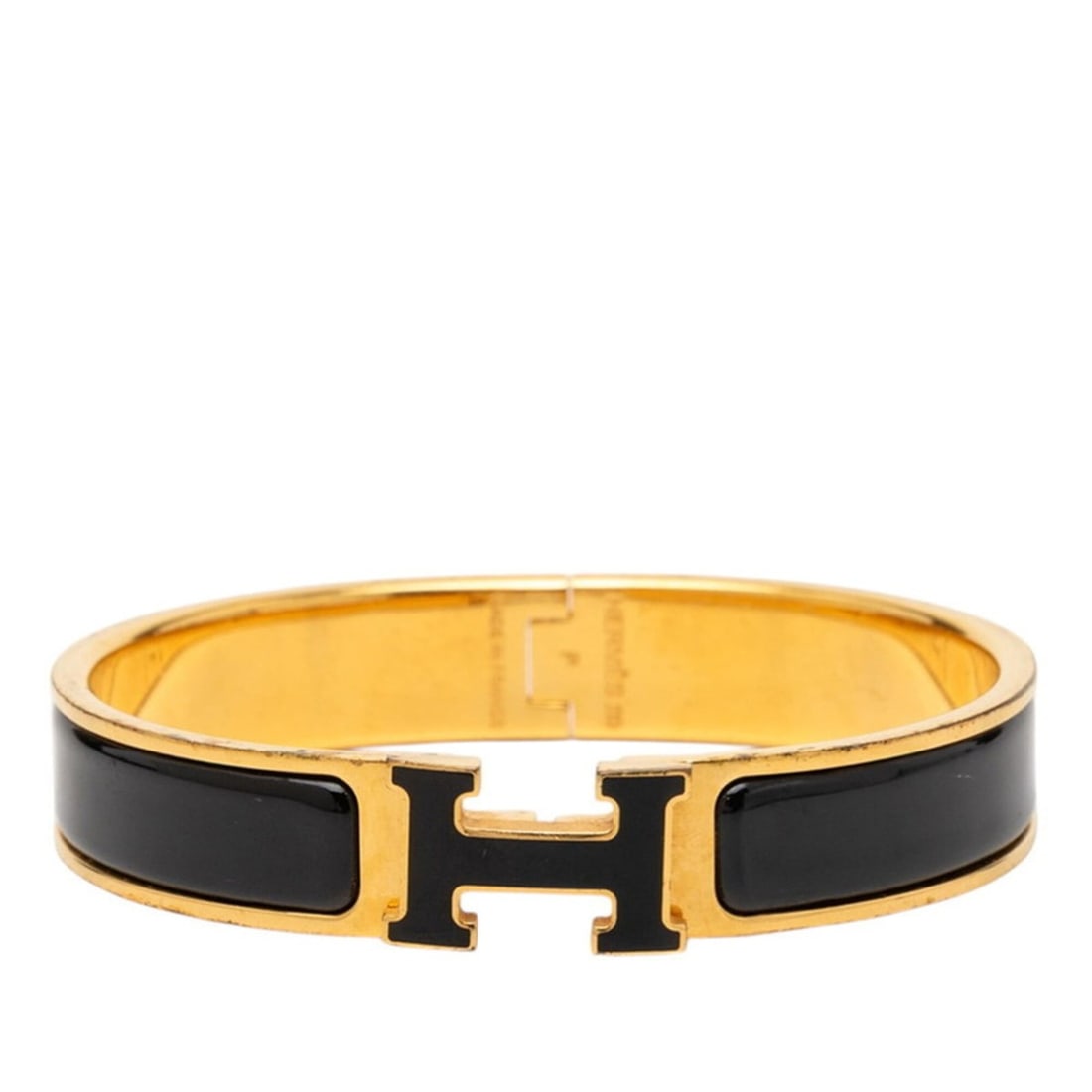 Hermes Click H PM Glitter Bangle Gold Black Plated Women's HERMES: --- Catalog ---Category: SizeLength: 16cm / 6.29''Category: DesignType: BangleColor: Black, GoldGender: WomenCategory: GeneralBrand: Hermes--- Item List ---Section: ConditionRanking: Rank AB Used - Tr