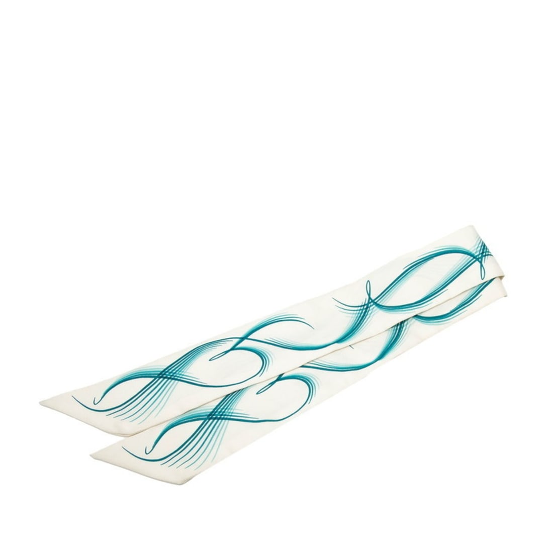 Hermes Twilly 24 Faubourg Scarf/Muffler, White/Green Silk, Women's (1 of 15)