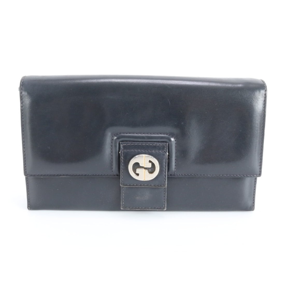 Gucci Old Leather Clutch Bag Handbag Second Pouch Tote Navy Women's (1 of 11)