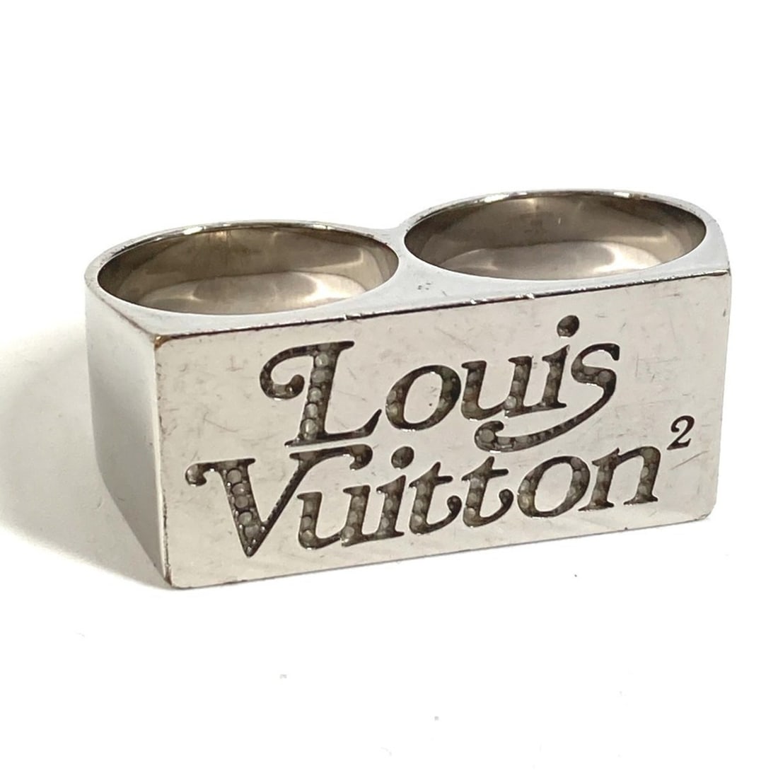 LOUIS VUITTON MP2688 Virgil Abloh NIGO Bague Double Squared LV Strass Accessory Ring Metal Men's (1 of 10)