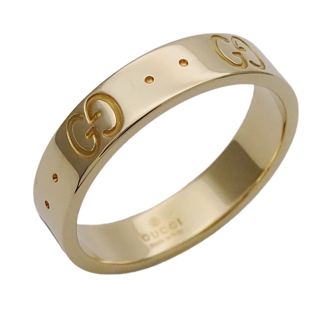Gucci ring for women and men, brand name ring, 750YG Icon yellow gold, size #10 (approx.), jewelry. (1 of 12)
