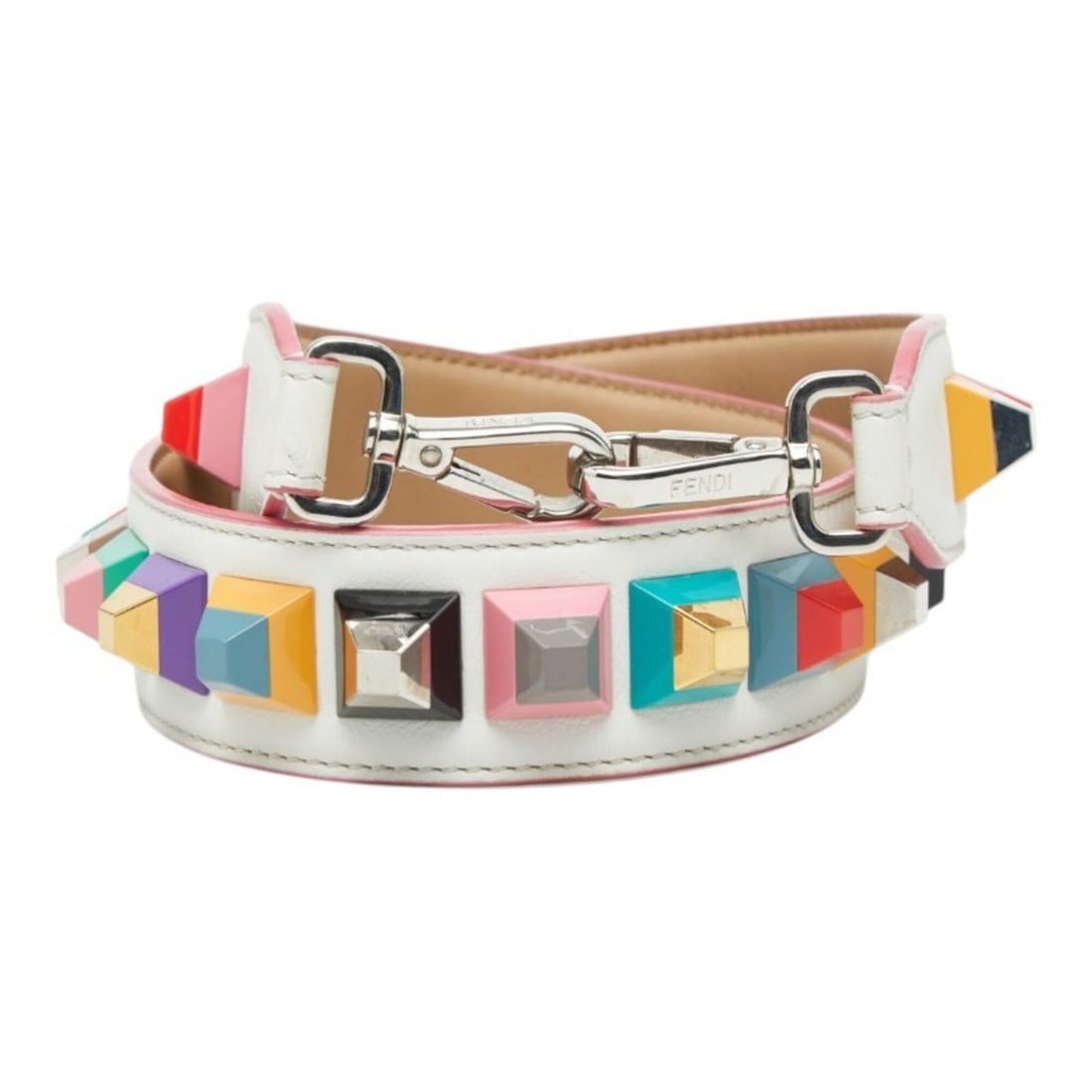 Fendi Strap You Studded Shoulder White Multicolor Leather Women's FENDI (1 of 12)