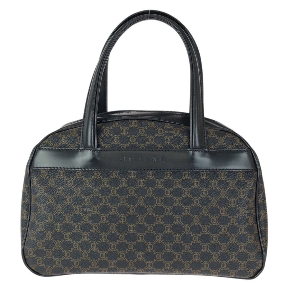 CELINE Vintage Macadam Black Brown Leather Handbag DM00 2 (Women's) (1 of 17)