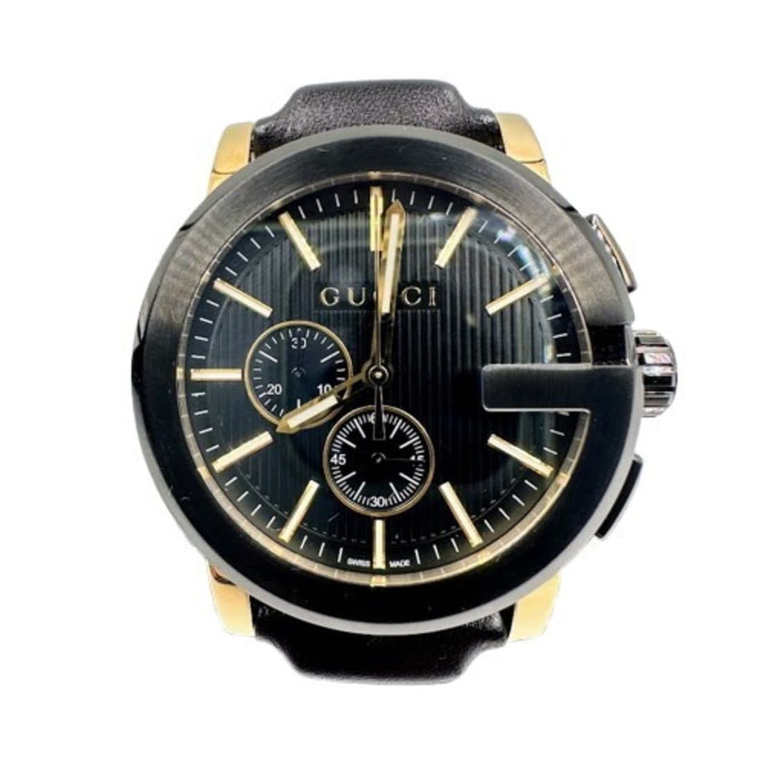 GUCCI 101.2 G-Chrono Quartz Watch, Black: --- Catalog ---Category: SizeWrist Size: 17cm / 6.69''Case Diameter: 45mm / 1.77''Category: DesignType: WristwatchGender: MenColor (Dial): BlackMaterial (Case): Stainless steelCategory: GeneralMPN: 10