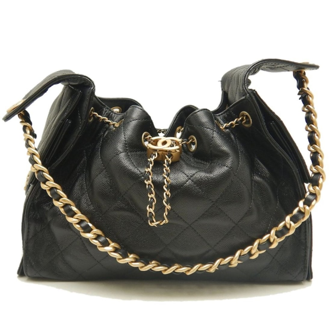 CHANEL Chanel 25 Small Handbag AS5293 Shoulder Bag Grain Calf Leather Black Women's 253664 (1 of 19)