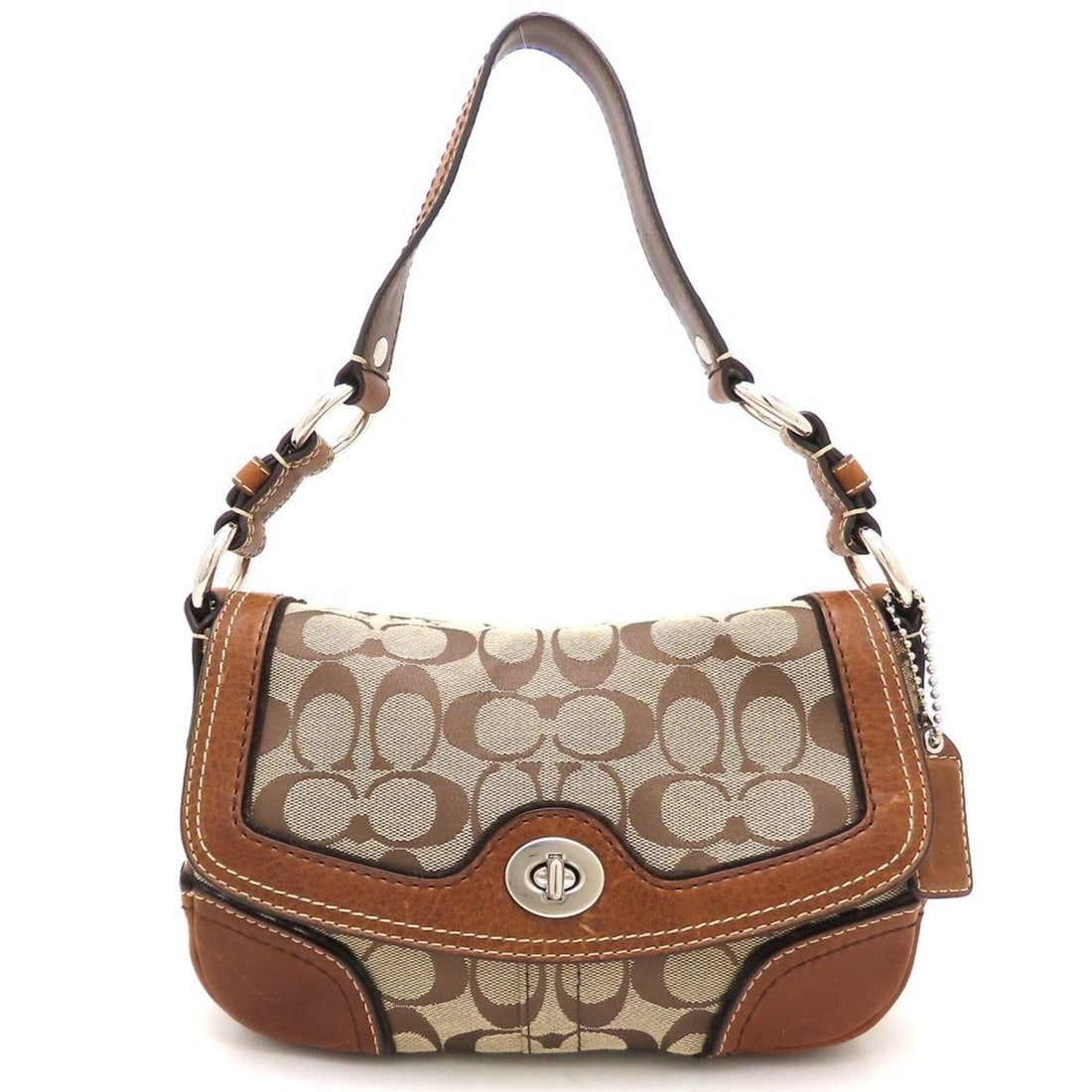 COACH Signature 10983 Handbag, One-Shoulder, Canvas x Leather, Brown, Women's, 353192 (1 of 20)