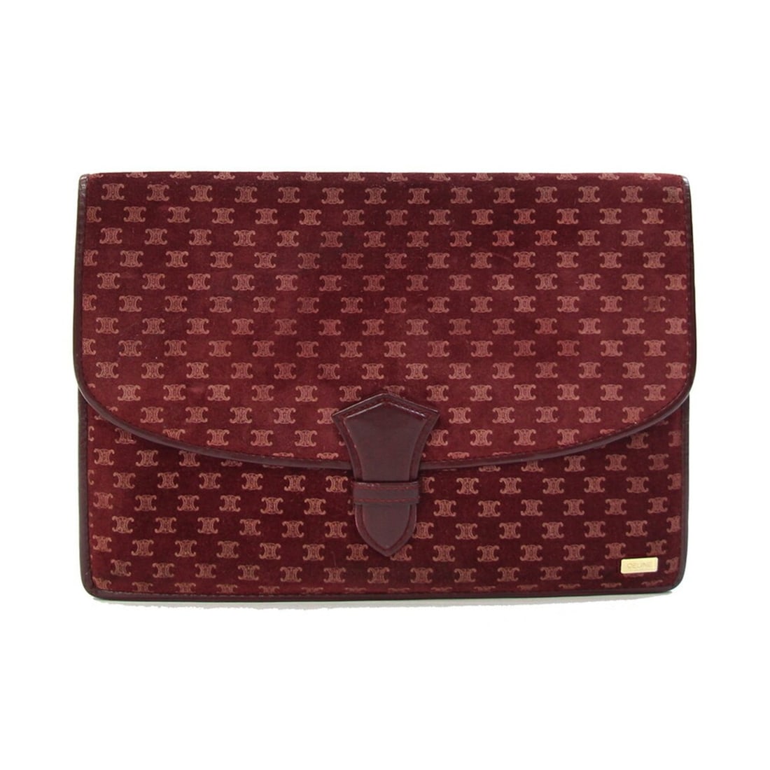 Celine Macadam Clutch Bag, Bordeaux Suede Leather, Second Vintage CELINE: --- Catalog ---Category: SizeSize (HxWxD): 19.5cm x 28cm x 1.5cm / 7.67'' x 11.02'' x 0.59''Category: DesignType: Clutch bagColor: BordeauxGender: WomenMaterial: Suede , Leather Category: GeneralLine: