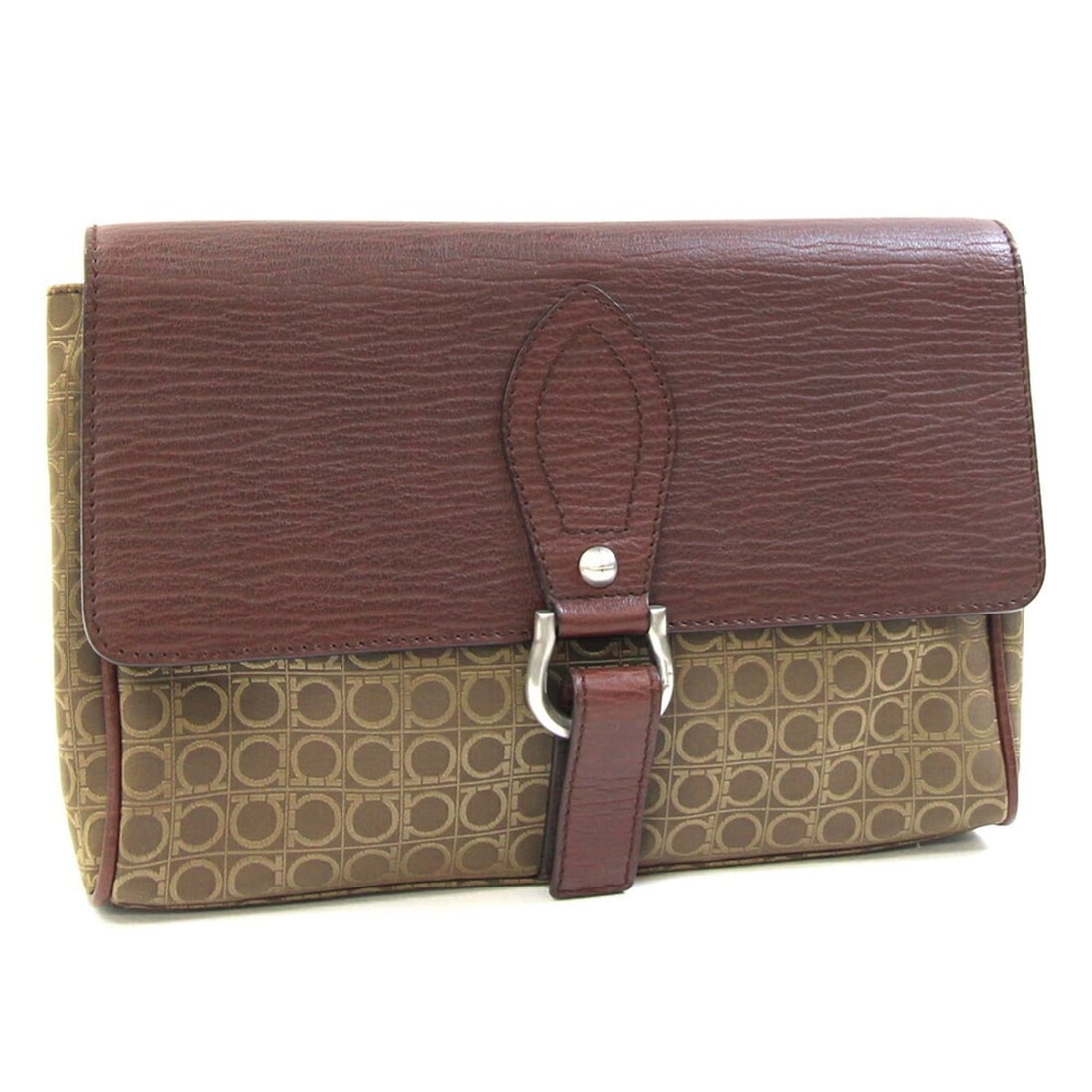 Salvatore Ferragamo Ferragamo Gancini DS24 5572 Second Bag, Brown Nylon Canvas Leather Clutch Men's,: --- Catalog ---Category: SizeSize (HxWxD): 16.5cm x 26.5cm x 5cm / 6.49'' x 10.43'' x 1.96''Category: DesignType: Clutch bagColor: BrownGender: MenMaterial: Nylon canvas , Leather Category: GeneralLin