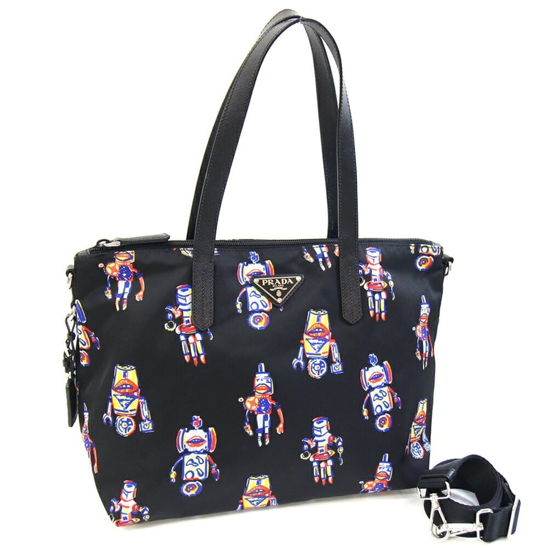 Prada Tote Bag 1BG079 Black Nylon Leather Shoulder Crossbody Robot Women's PRADA: --- Catalog ---Category: SizeSize (HxWxD): 23cm x 29.5cm x 17.5cm / 9.05'' x 11.61'' x 6.88''Strap Length: 114cm / 44.88''Handle Length: 41cm / 16.14''Category: DesignType: Shoulder bag, Tote bagColor