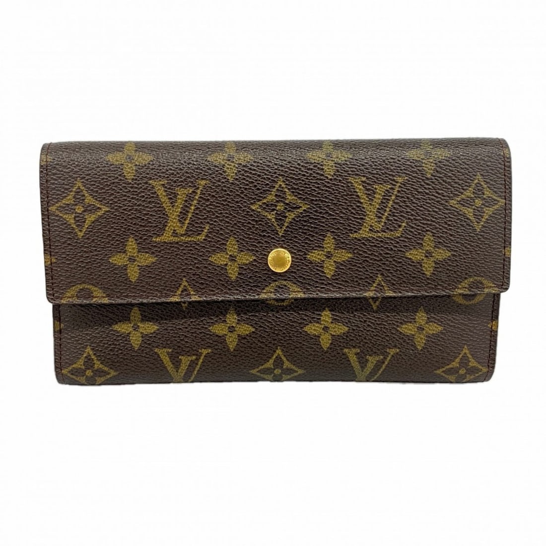 Louis Vuitton Tri-fold Long Wallet Monogram Portefeuille Tresor International M61215 Brown Women's (1 of 15)