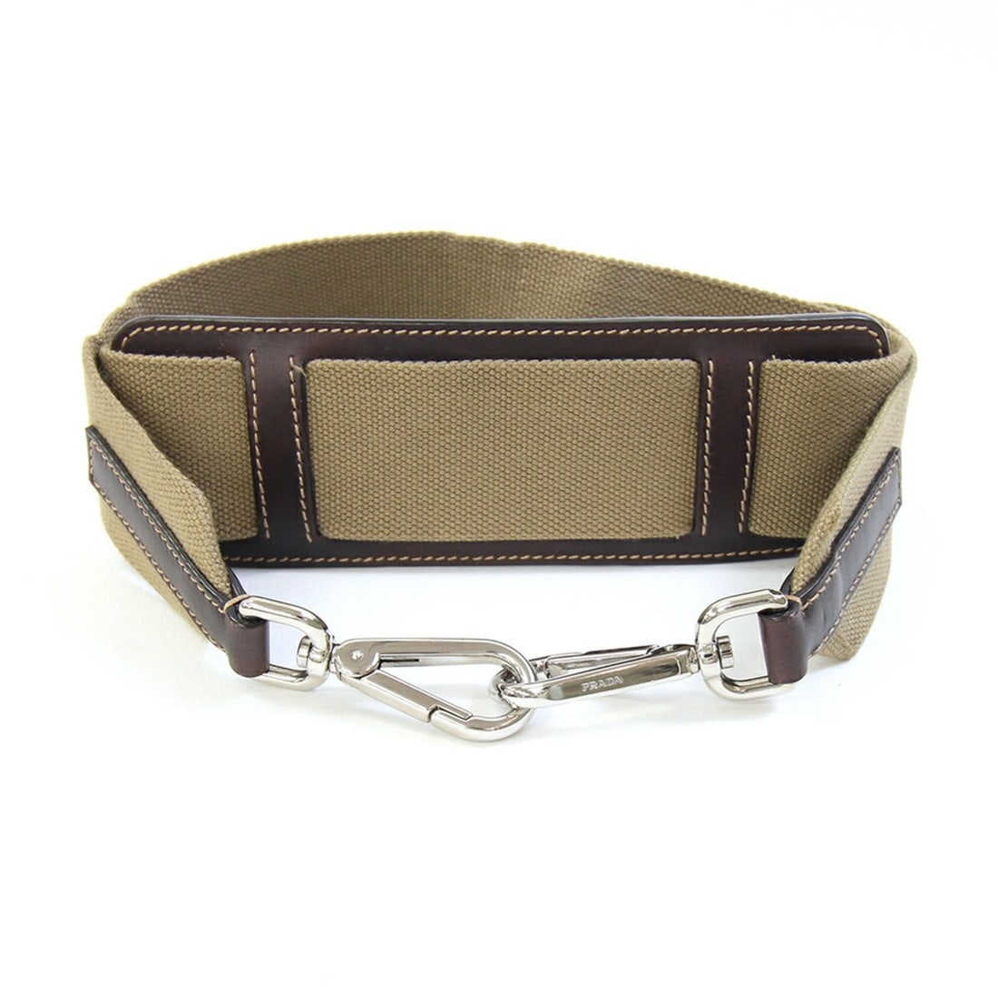 Prada Shoulder Strap, Khaki Beige, Dark Brown, Canvas and Leather, Replacement Women's PRADA (1 of 20)
