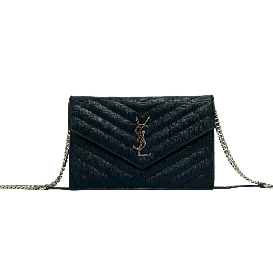 SAINT LAURENT Yves Saint Laurent Cassandra Envelope Chain Wallet Leather Shoulder Bag Black 28029: --- Catalog ---Category: SizeSize (HxWxD): 12.5cm x 19cm x 3cm / 4.92'' x 7.48'' x 1.18''Category: DesignType: Shoulder bagColor: BlackGender: WomenMaterial: Leather Category: GeneralBrand: Yves Saint