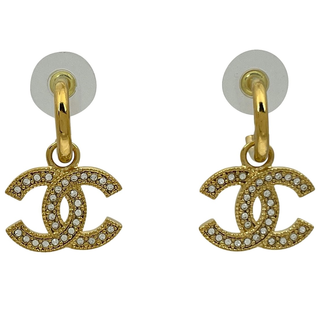 Chanel Coco Mark Rhinestone Dangle Earrings, GP Gold, Women's: --- Catalog ---Category: SizeSize (HxWxD): 21.00mm x 32.00mm / 0.83'' x 1.26''Category: DesignType: Stud earringsGender: WomenMaterial: Gold platingCategory: GeneralBrand: Chanel--- Item List ---Secti