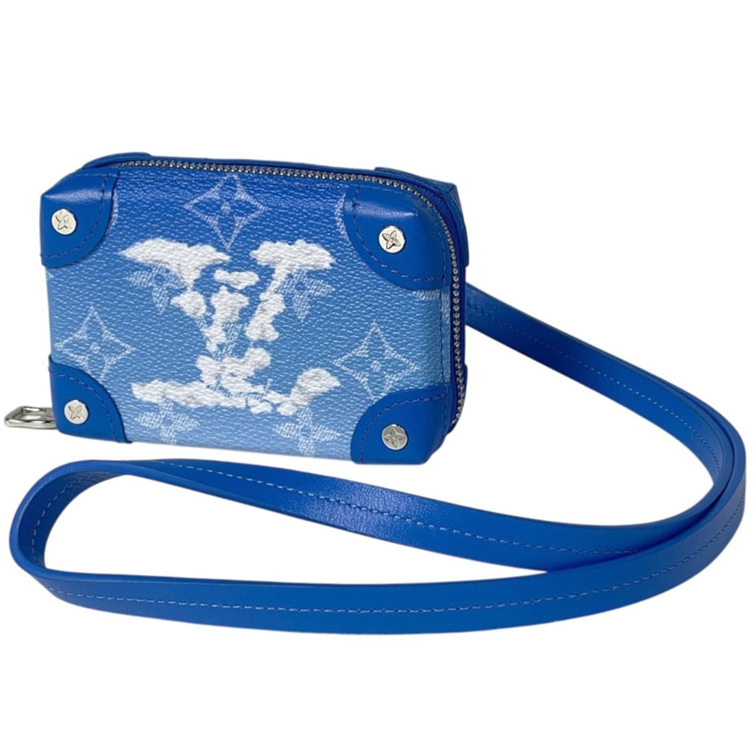 Louis Vuitton Soft Trunk Necklace Wallet Monogram Clouds Wallet/Coin Case Canvas Leather Blue M45440 (1 of 17)
