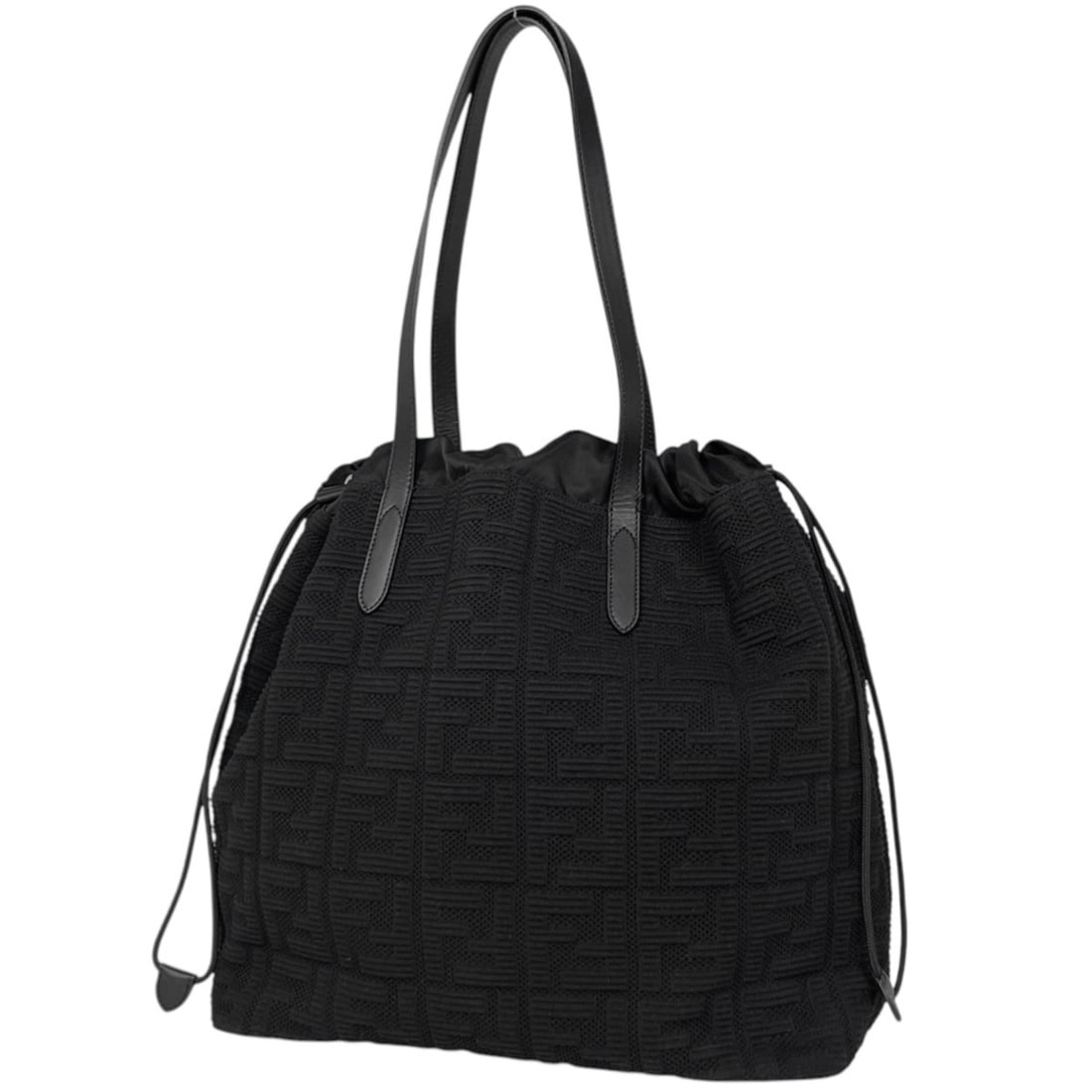 Fendi Zucca pattern tote bag, shoulder drawstring type, canvas, black, 7VA550, women's.: --- Catalog ---Category: SizeSize (HxWxD): 36cm x 38cm x 19cm / 14.17'' x 14.96'' x 7.48''Category: DesignType: Shoulder bag, Tote bagColor: BlackGender: WomenMaterial: Canvas , Leather Category: Gene