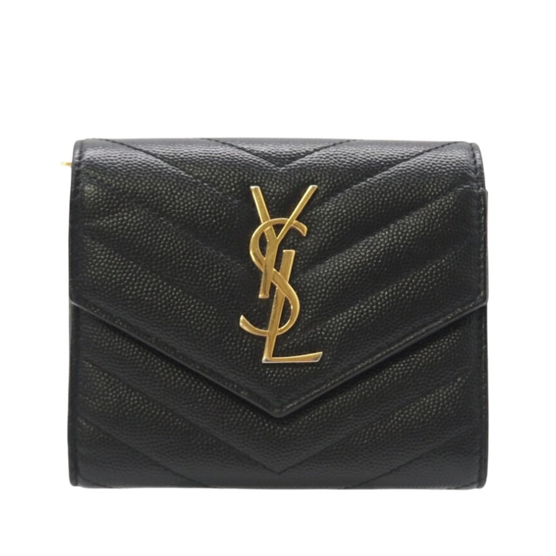 YVES SAINT LAURENT Leather Compact Threefold Wallet 403943 - Tri-fold Wallet, Black Calf Leather,: --- Catalog ---Category: SizeSize (HxWxD): 10cm x 12cm x 2cm / 3.93'' x 4.72'' x 0.78''Category: DesignType: Wallet (tri-fold)Color: BlackGender: WomenMaterial: Leather Leather/Fur Type: CalfskinCateg