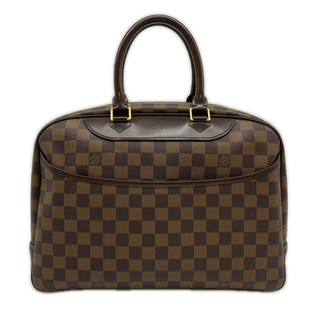 LOUIS VUITTON Damier Ebene Deauville N47272 Handbag, Brown Coated Canvas Leather, Men's: --- Catalog ---Category: SizeSize (HxWxD): 24cm x 34cm x 14cm / 9.44'' x 13.38'' x 5.51''Category: DesignType: HandbagColor: Brown, Damier Canvas, EbeneGender: MenMaterial: Coated canvas , Leather Cat