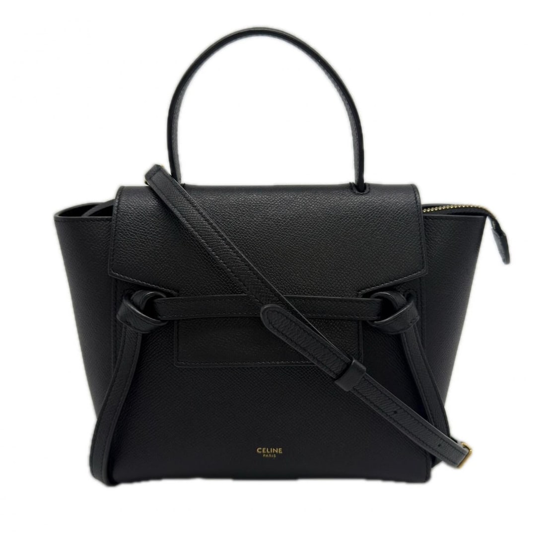 CELINE Nano Belt Bag 189003ZVA 2-way handbag, black grained calf leather, women's.: --- Catalog ---Category: SizeSize (HxWxD): 18cm x 19.5cm x 11cm / 7.08'' x 7.67'' x 4.33''Category: DesignType: HandbagColor: BlackGender: WomenMaterial: Leather Category: GeneralMPN: 189003ZVABrand: