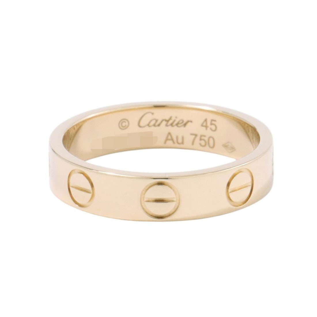 Cartier Mini Love Ring, 18KPG Pink Gold, Small Model (SM), Ring Size 45, B4085045.: --- Catalog ---Category: SizeWidth: 3.5mm / 0.14''Weight: 2.6g / 0.09oz.JP Size: 5US Size: 3.5Category: DesignType: Band ringGender: WomenMaterial: Pink gold (18K)Category: GeneralLine: LoveBrand: Car