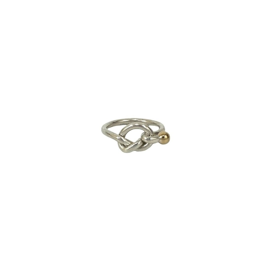 TIFFANY&Co. Tiffany Love Knot Hook & Eye Sterling Silver 925 18K Gold Ring (Silver 32554): --- Catalog ---Category: SizeJP Size: 10US Size: 5.5Category: DesignType: Band ringColor: Gold, SilverGender: WomenMaterial: Gold (18K), Silver 925Category: GeneralBrand: Tiffany--- Item List ---Secti