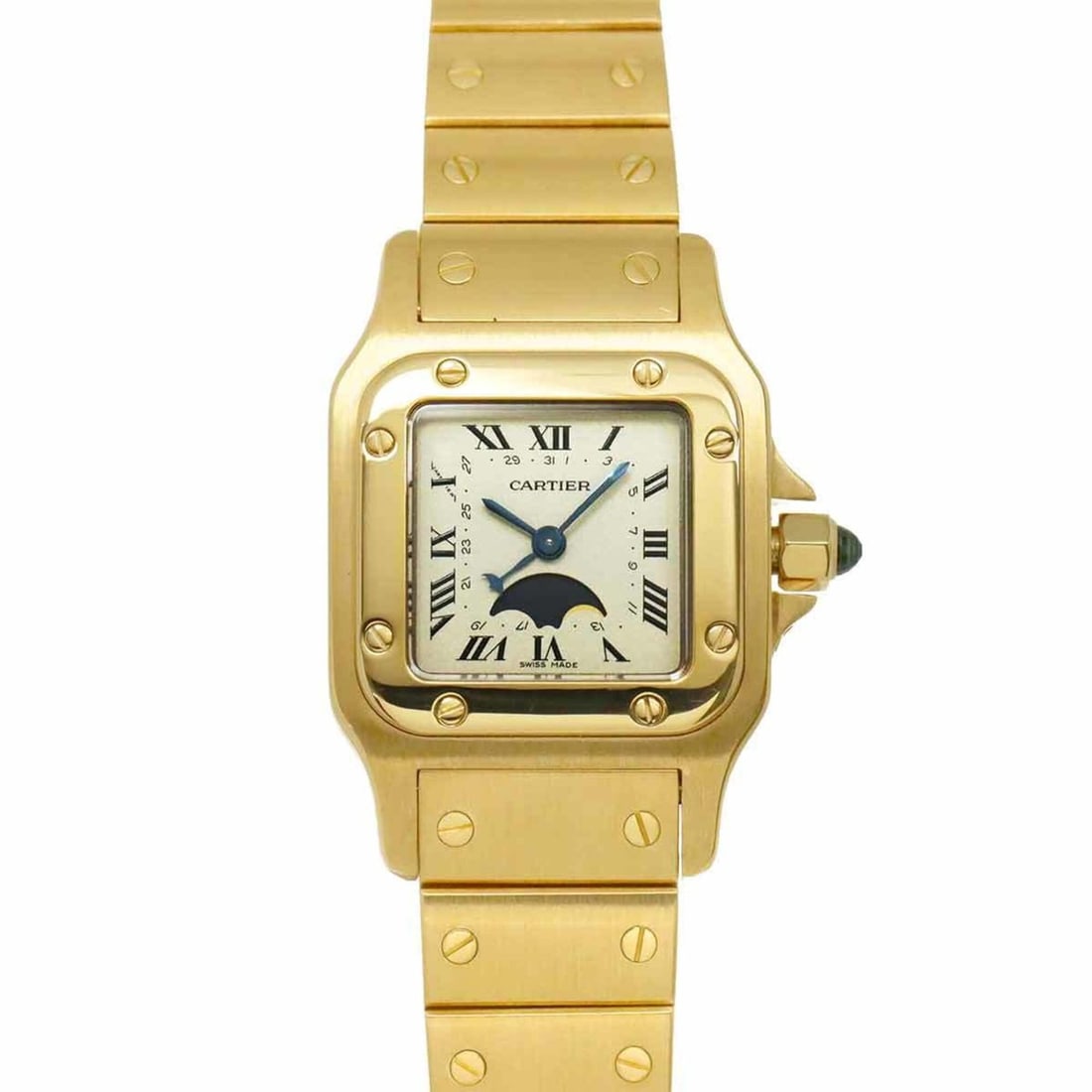 Cartier Santos Galbee SM Moonphase W20006C5 Ladies' Watch, Silver, 18K Yellow Gold, Solid Quartz (1 of 12)