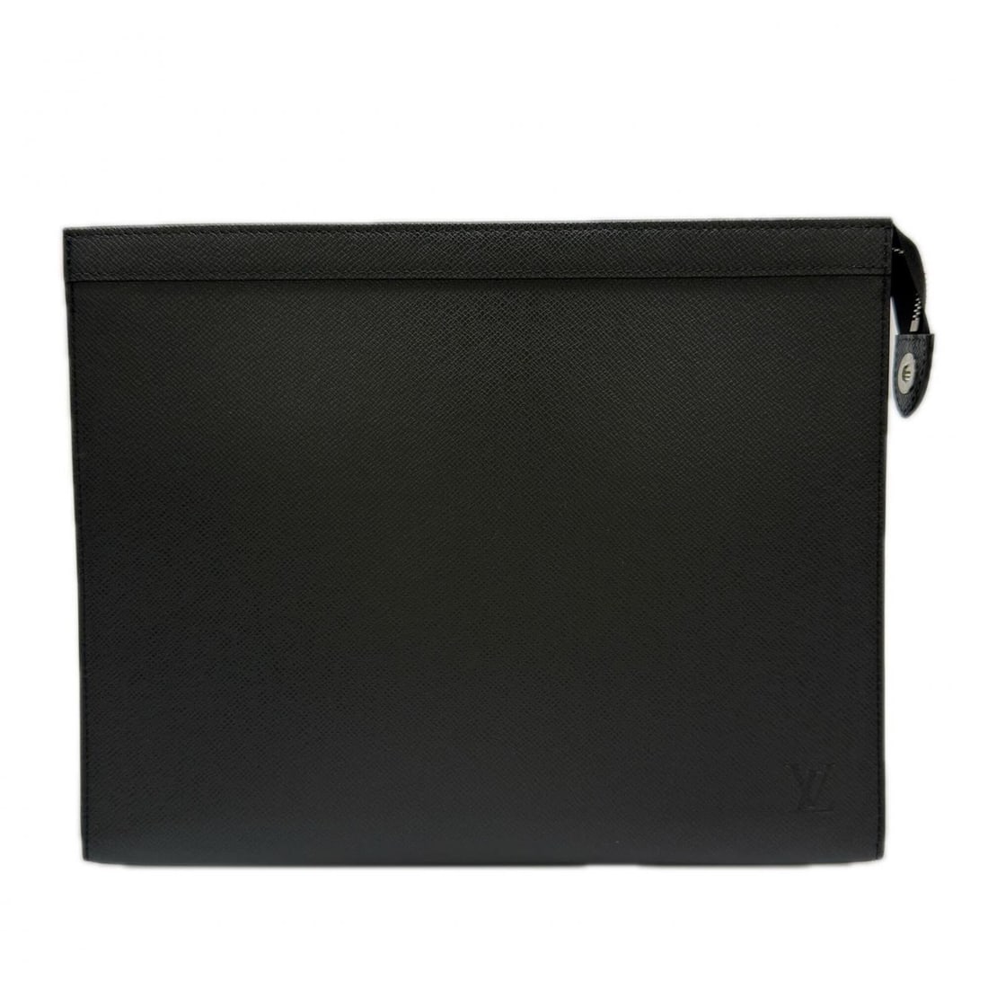 LOUIS VUITTON Louis Vuitton Taiga Pochette Voyage GM Noir M30043 Clutch Bag Black Leather Men's (1 of 15)