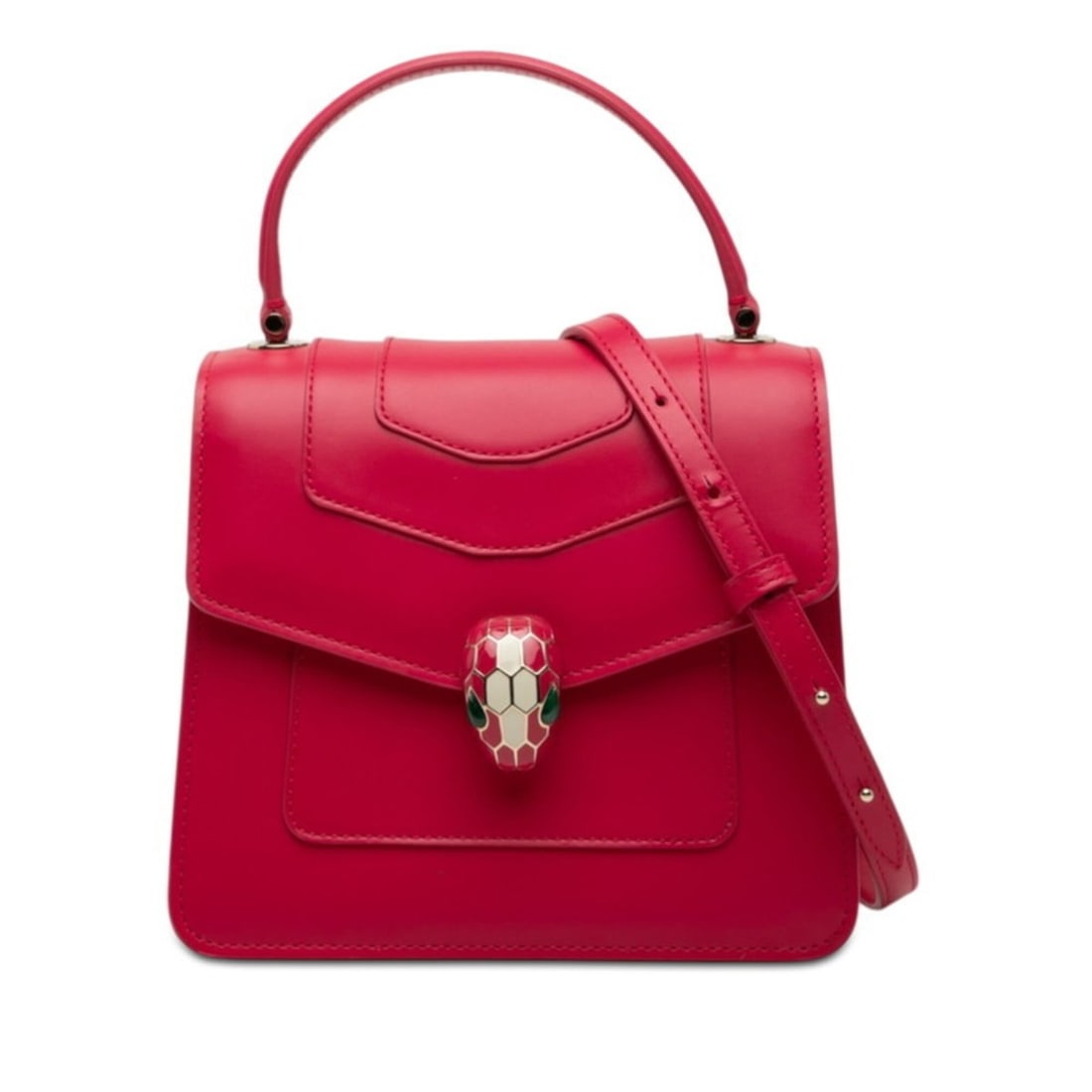 BVLGARI Serpenti Forever Handbag/Shoulder Bag, 2-Way, Pink Leather, Women's: --- Catalog ---Category: SizeSize (HxWxD): 16cm x 18.5cm x 9.5cm / 6.29'' x 7.28'' x 3.74''Category: DesignType: Handbag, Shoulder bagColor: PinkGender: WomenMaterial: Leather Category: GeneralBrand: