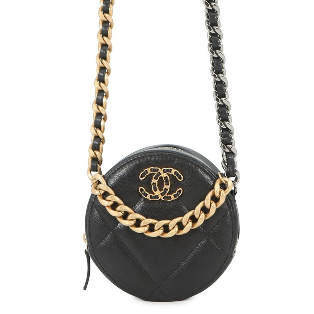 Chanel Chain Shoulder Bag, 19 Matelassé Coco Mark Lambskin AP0945, Black, Handbag for Women, CHANEL (1 of 16)