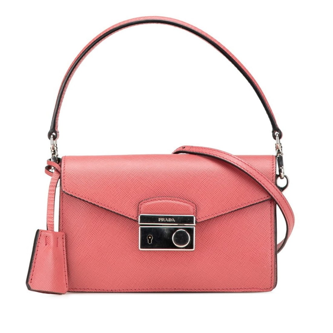 Prada Mini Handbag Shoulder Bag 2-Way Pink Saffiano Leather Women's PRADA: --- Catalog ---Category: SizeSize (HxWxD): 10cm x 16cm x 3.5cm / 3.93'' x 6.29'' x 1.37''Category: DesignType: Handbag, Shoulder bagColor: PinkGender: WomenMaterial: Leather Leather/Fur Type: Saffiano