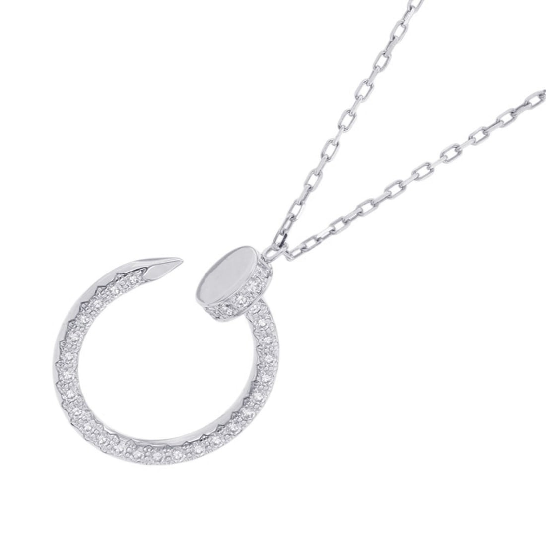 Cartier Juste un Clou Necklace, 36 Diamonds, Total 0.38ct, 18K White Gold, B7224897 Pendant.: --- Catalog ---Category: SizeWeight: 5.6g / 0.19oz.Pendant Size: 22.9mm x 18.6mm / 0.9'' x 0.73''Neck Circumference: 42 cm - 44 cm / 16.53'' - 17.32''Category: DesignStone: DiamondGender: WomenMateria