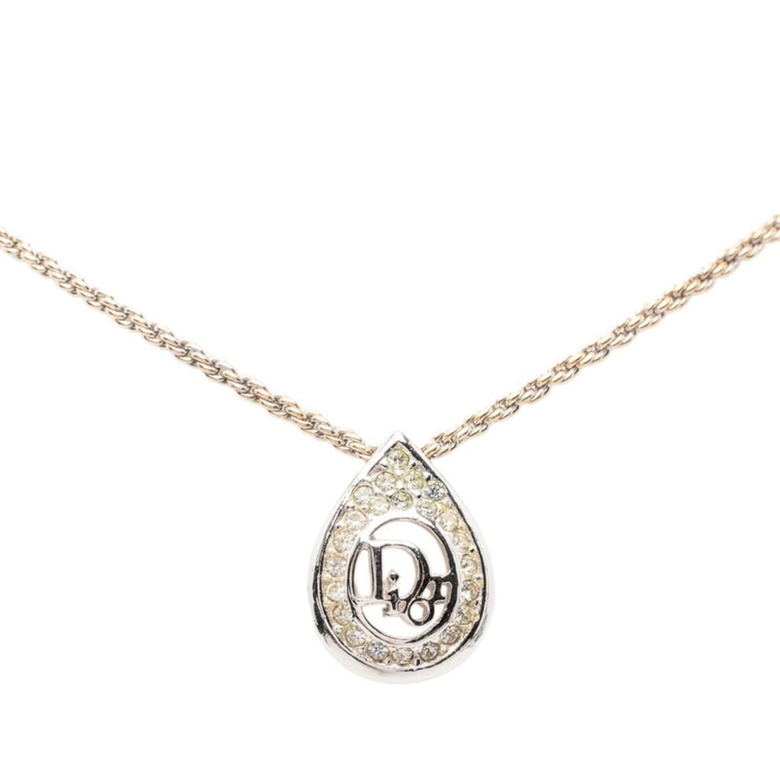 Christian Dior Dior Logo Necklace, Silver Metal Rhinestone, Women's: --- Catalog ---Category: SizePendant Size: 21.5mm x 15.9mm / 0.84'' x 0.62''Neck Circumference: 42 cm / 16.53''Category: DesignColor: SilverGender: WomenMaterial: Metal, RhinestoneNecklace Type: Neckl