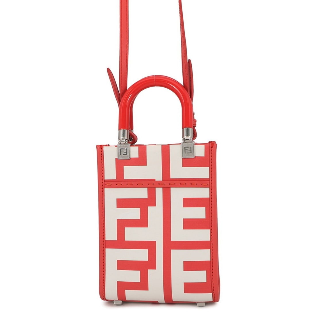 Fendi Sunshine Shopper Mini Canvas Handbag 8BS051 (Marc Jacobs Collaboration, 2-way Shoulder Bag,: --- Catalog ---Category: SizeSize (HxWxD): 17cm x 13.5cm x 6cm / 6.69'' x 5.31'' x 2.36''Category: DesignType: HandbagColor: Red color, WhiteGender: WomenMaterial: Leather Category: GeneralMPN: 8BS051