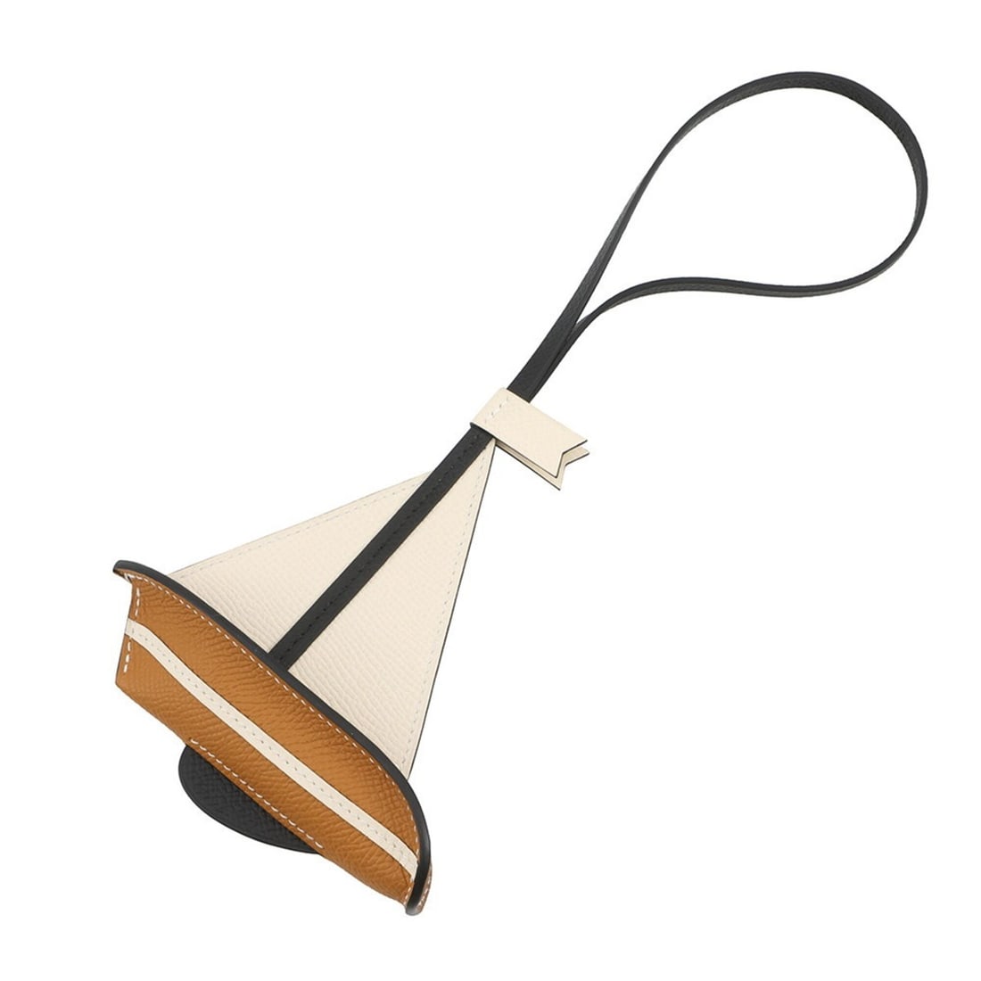 Hermes accessory bag charm Sail 24 Black Nata Fauve Toffee Epsom Barenia B stamp HERMES: --- Catalog ---Category: DesignType: Handbag charmColor: BlackGender: Women,MenMaterial: Barenia leather, Epsom leatherCategory: GeneralBrand: HermesCountry of Origin: France--- Item List ---Section: