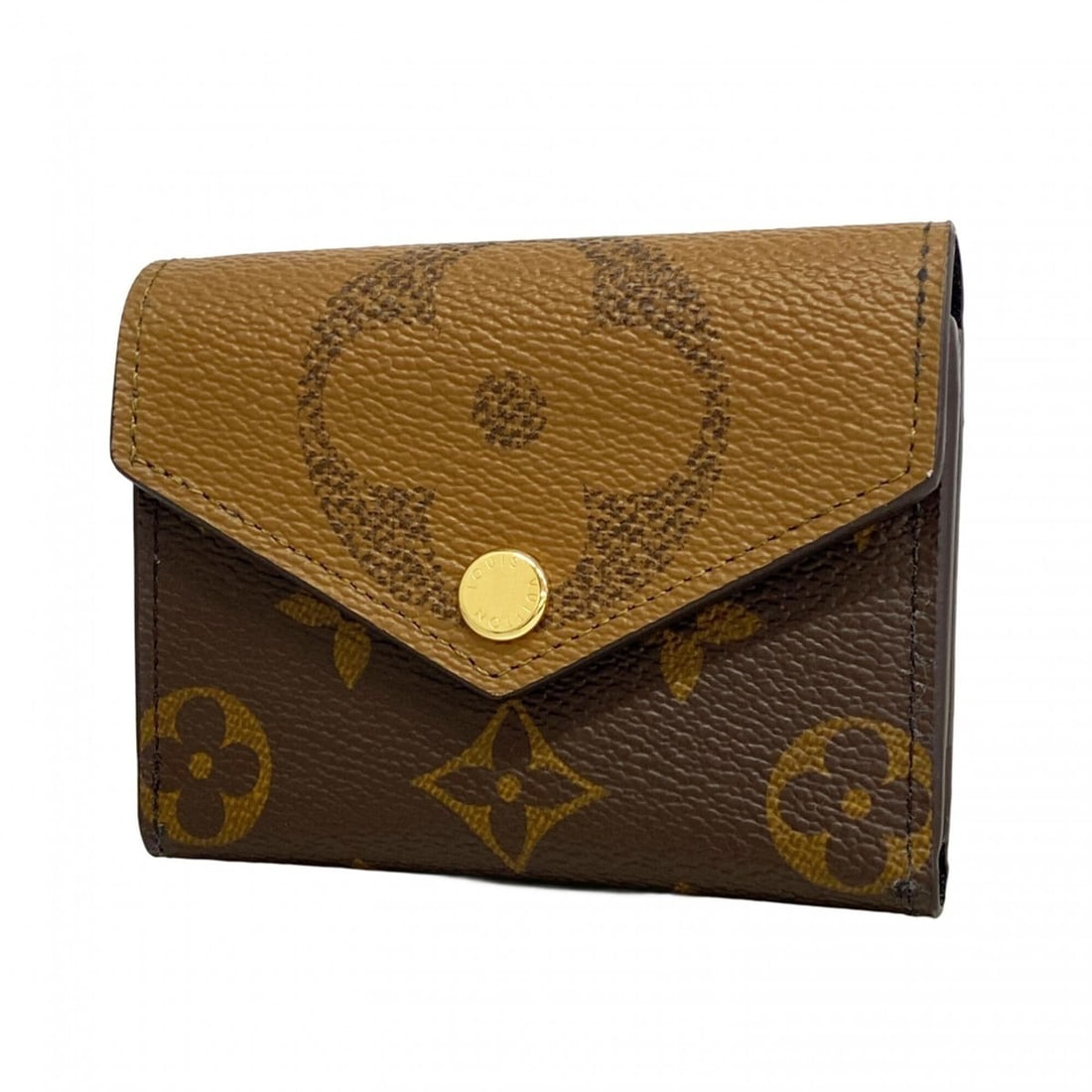Louis Vuitton Tri-fold Wallet Monogram Reverse Portefeuille Zoe M80725 Brown Women's (1 of 13)